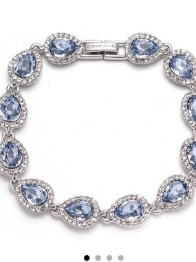 Givenchy Silver Bracelet with Pale Blue Teardrop Crystals